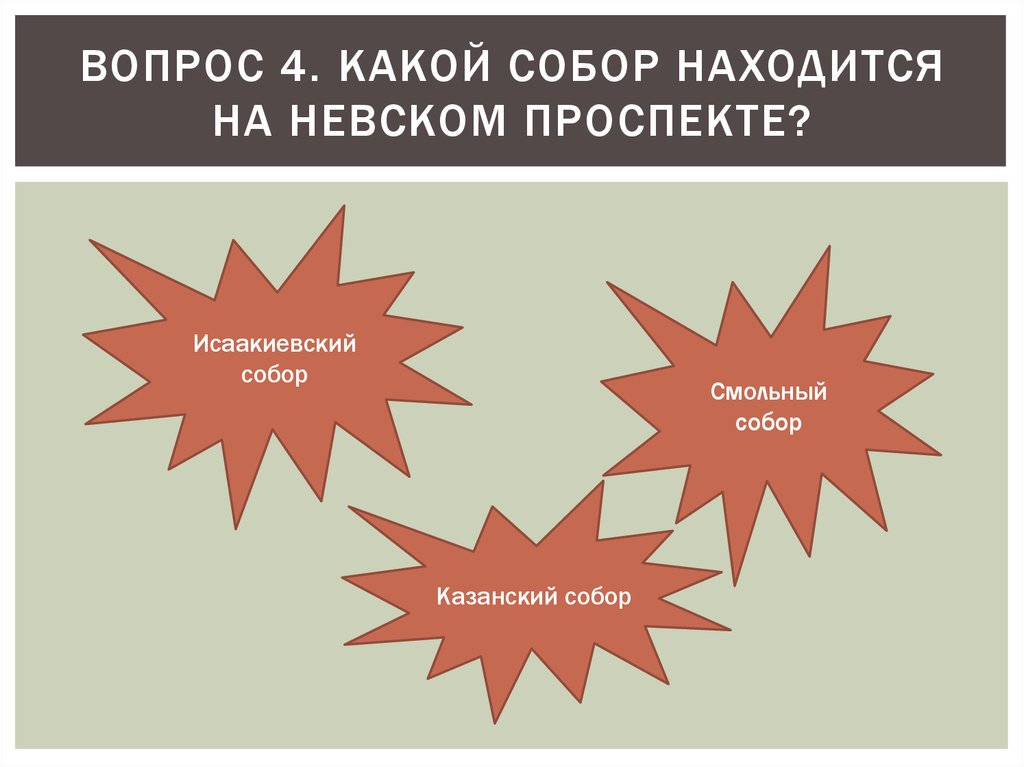 Вопрос 4. Какой собор находится на Невском проспекте?