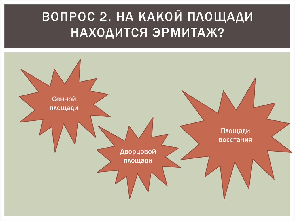 Вопрос 2. На какой площади находится Эрмитаж?