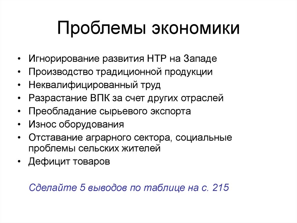 Экономическая проблема россии презентация