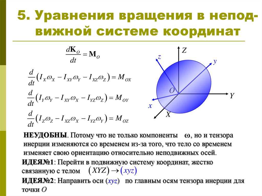 5. Уравнения вращения в непод-вижной системе координат