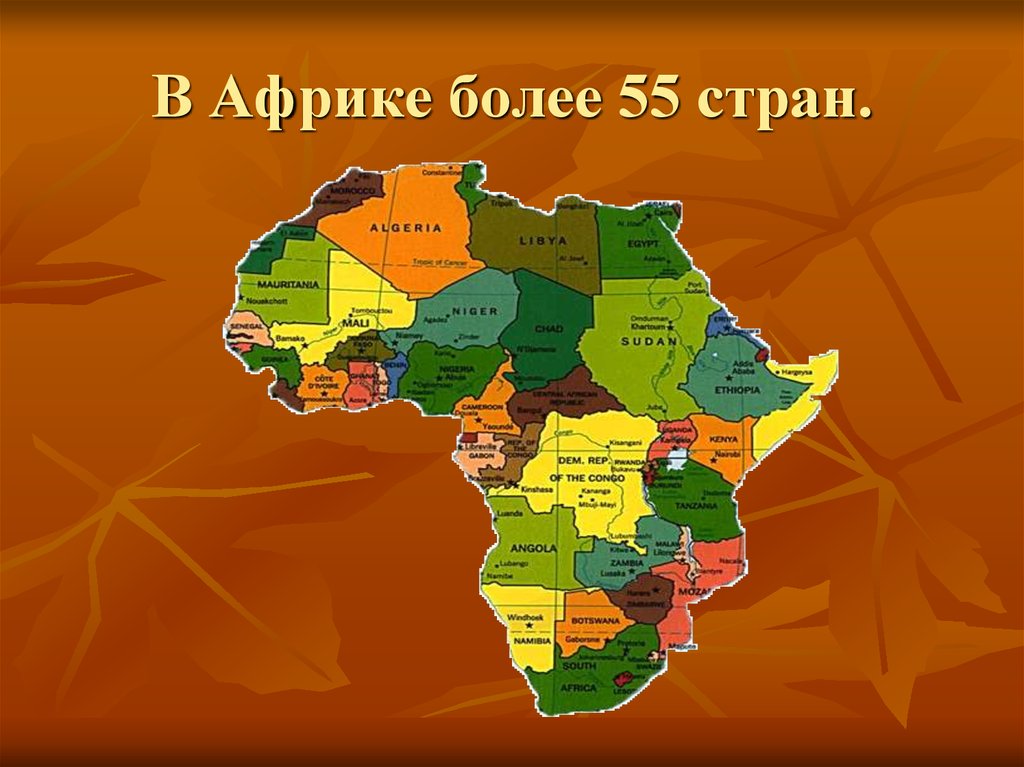 Какие остальные государства африки. Государства и столицы Африки 7 класс. 55 Государств Африки. Политическая карта Африки 7 класс. Регионы Африки.