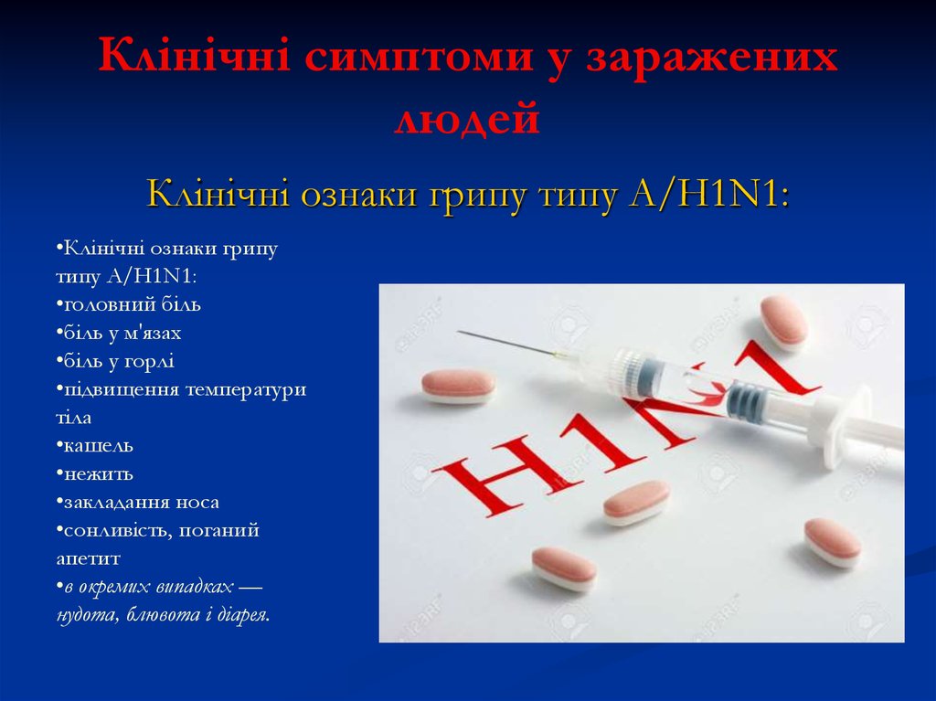 Клінічні симптоми у заражених людей
