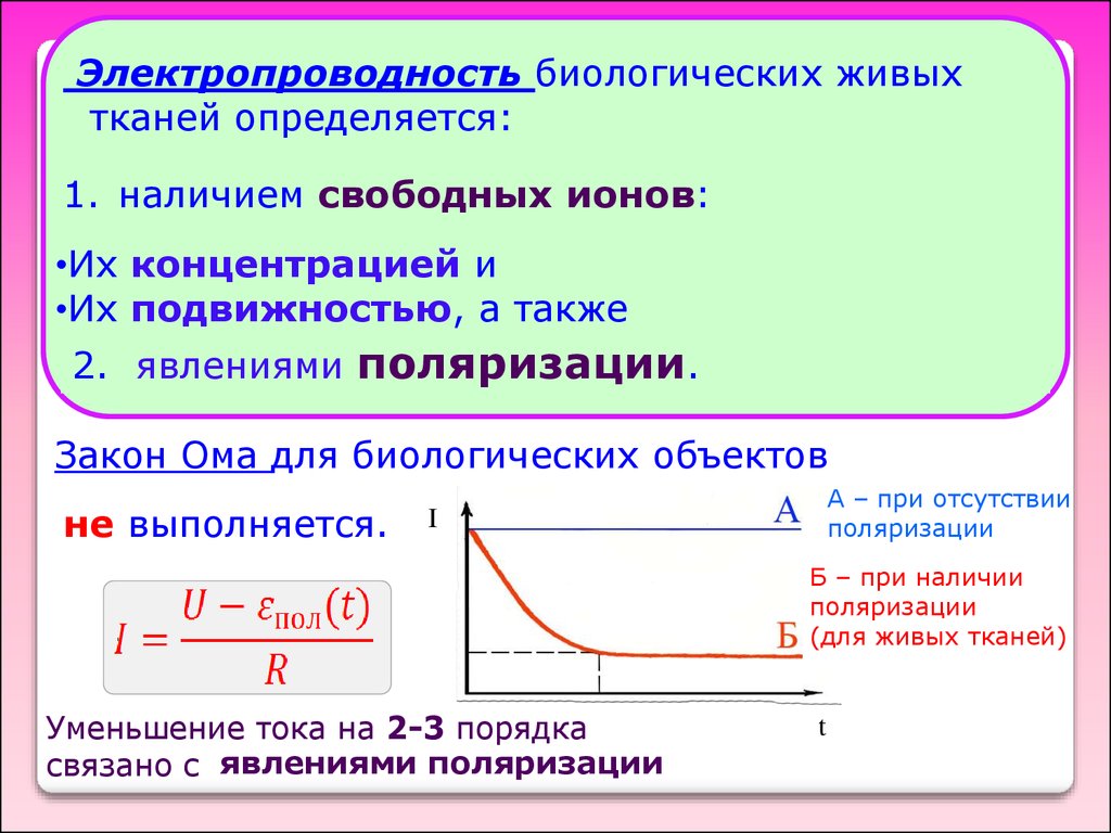 Наличие свободной. Закон Ома для участка биологической ткани. Электропроводность биологических тканей определяется. Электропроводность живых тканей. Электропроводность живых тканей определяется.