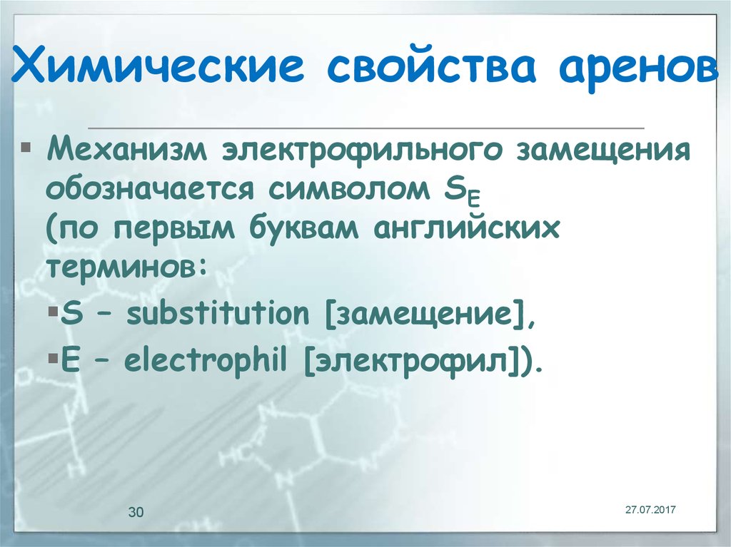 Арены свойства аренов