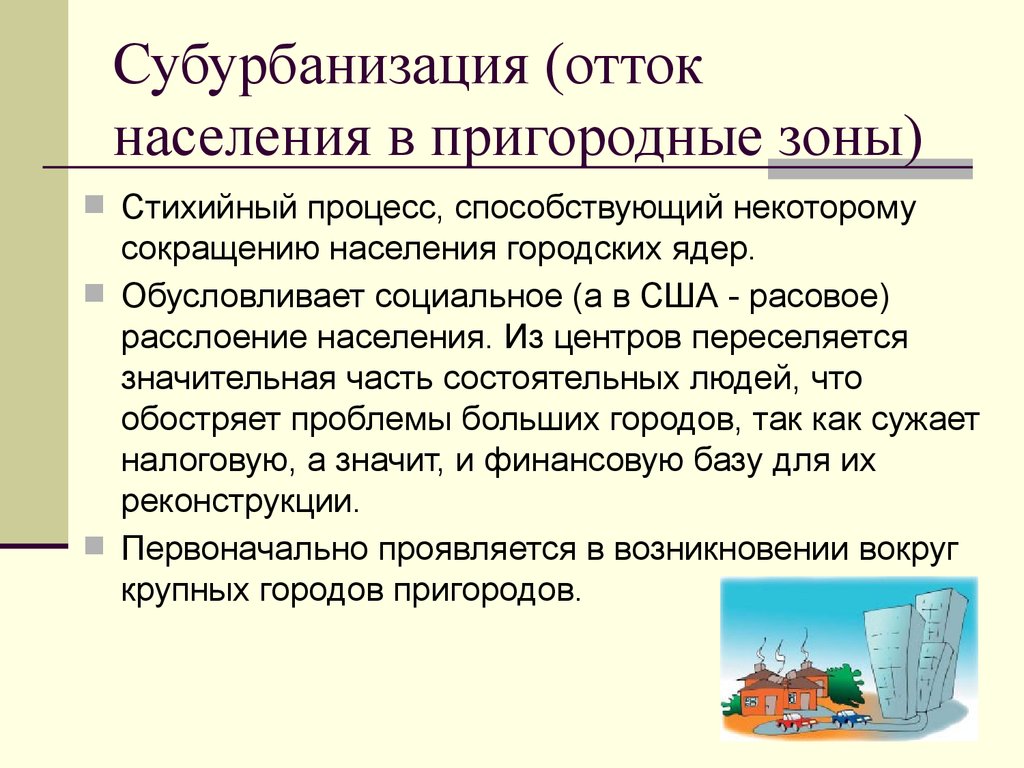 Субурбанизация страны. Субурбанизация. Субурбанизация США. Отток населения США.