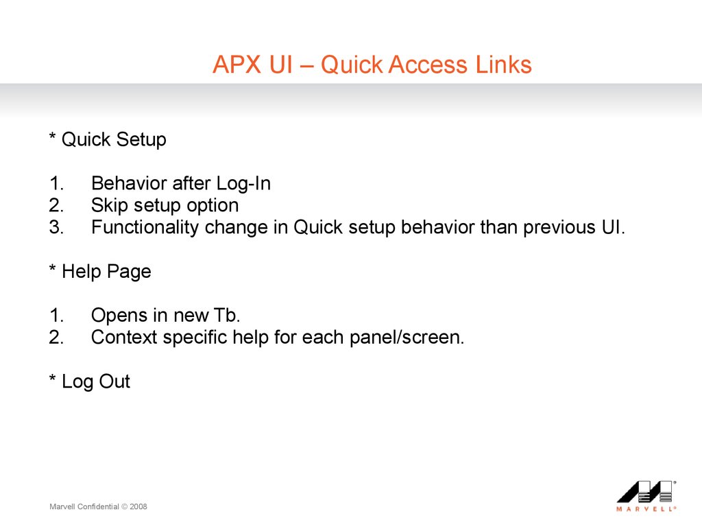 APX UI ?C Quick Access Links