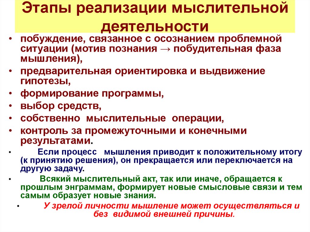 Условия мыслительной деятельности. Этапы мыслительной деятельности. Этапы процесса мышления. Стадии процесса мышления. Этапы протекания мышления.