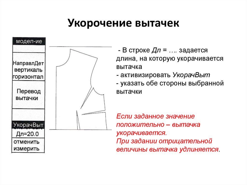 Укорочение вытачек