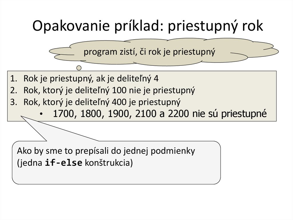 Opakovanie príklad: priestupný rok