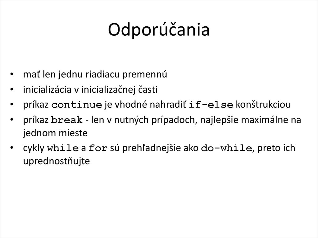 Odporúčania