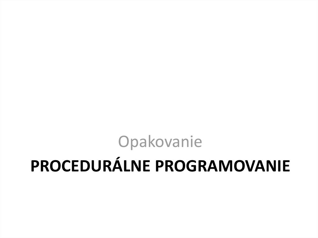 Procedurálne programovanie