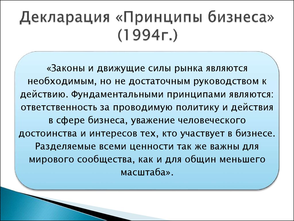 Декларация «Принципы бизнеса» (1994г.)