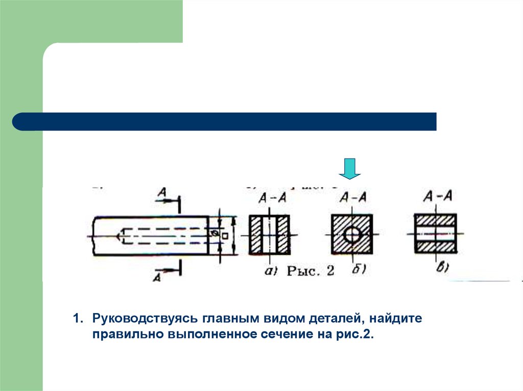 Найти правильное сечение. Укажите номера сечений, выполненных правильно ..