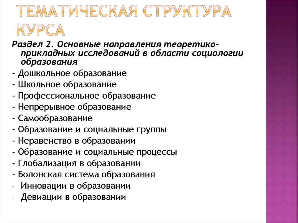 Структура тематики