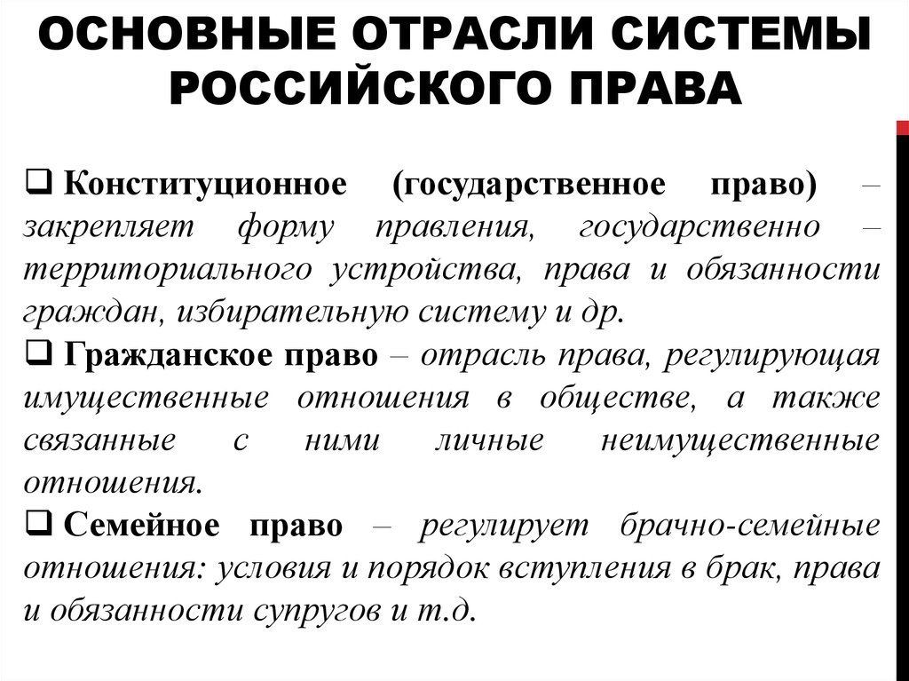 Презентация отрасли российского права обществознание