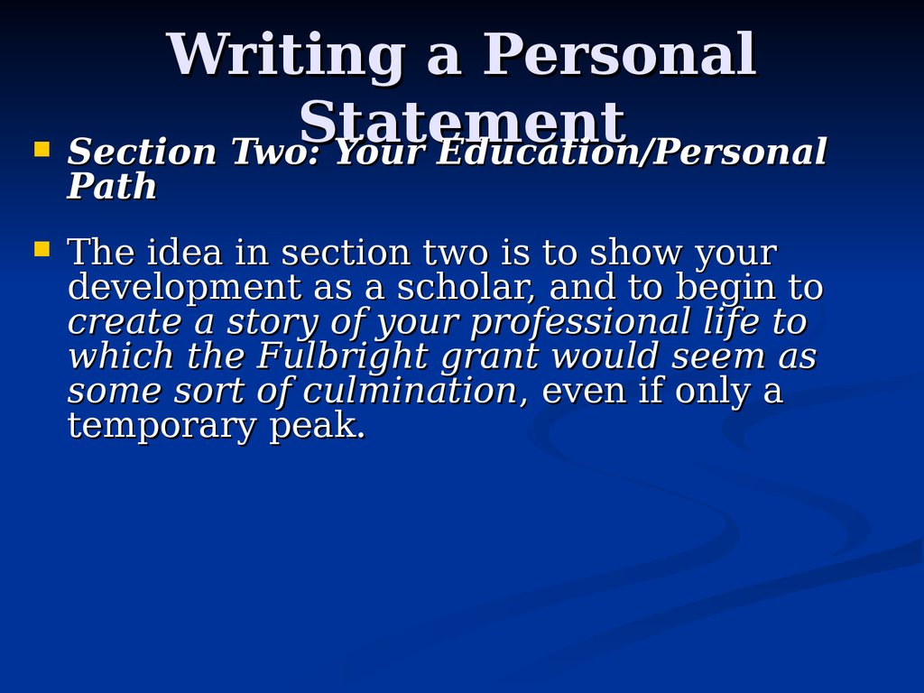 Writing a Personal Statement