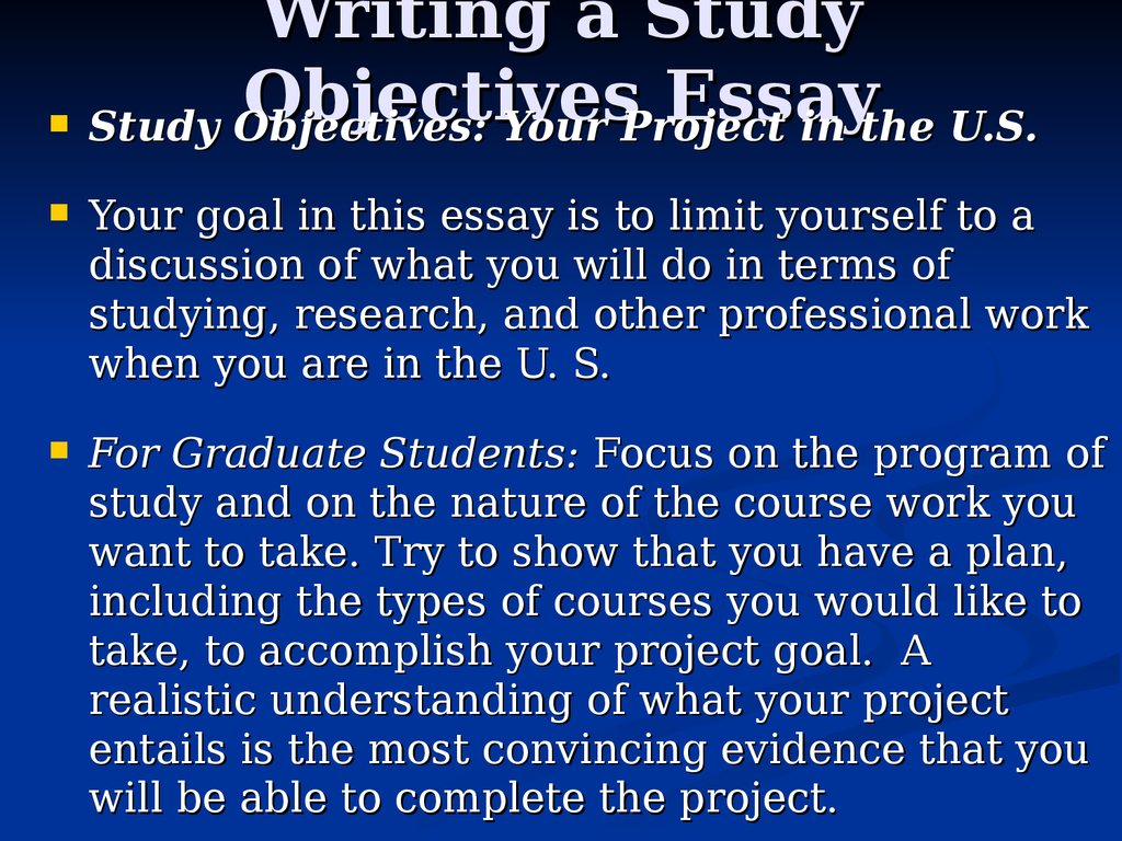 Writing a Study Objectives Essay