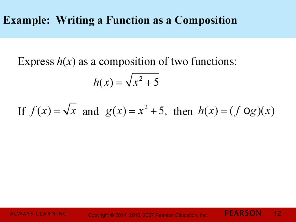 Example: Writing a Function as a Composition