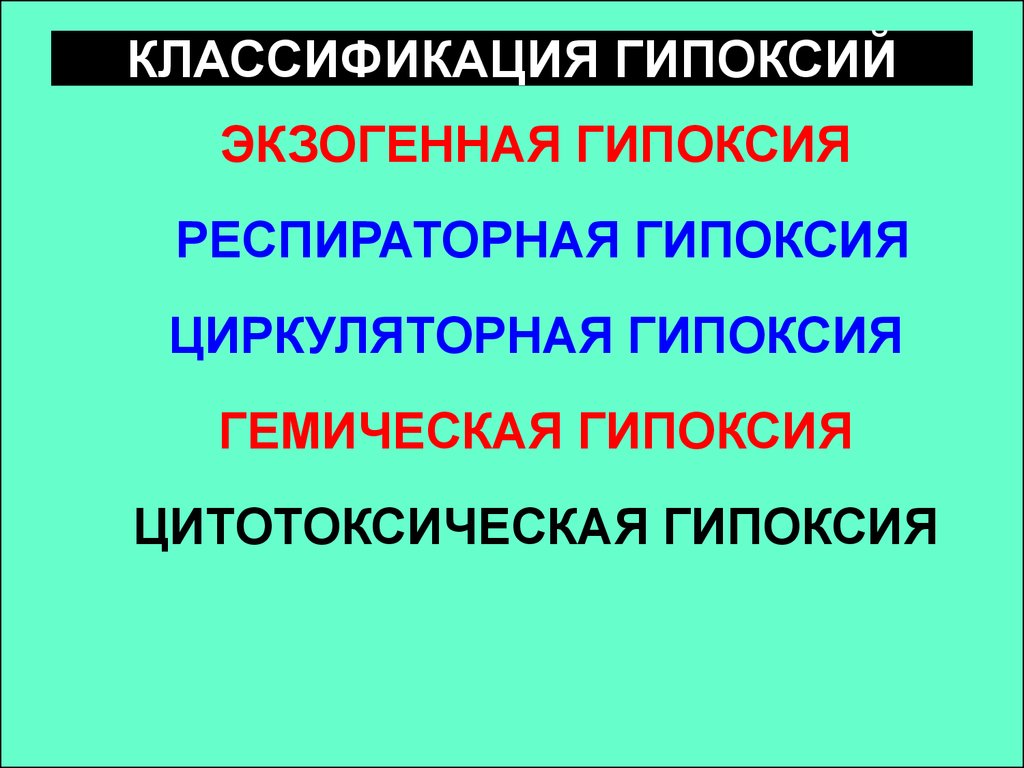 Гипоксия определение. Классификация гипоксии. Классификация экзогенной гипоксии. Гемическая и циркуляторная гипоксия. Экзогенная гипоксия.