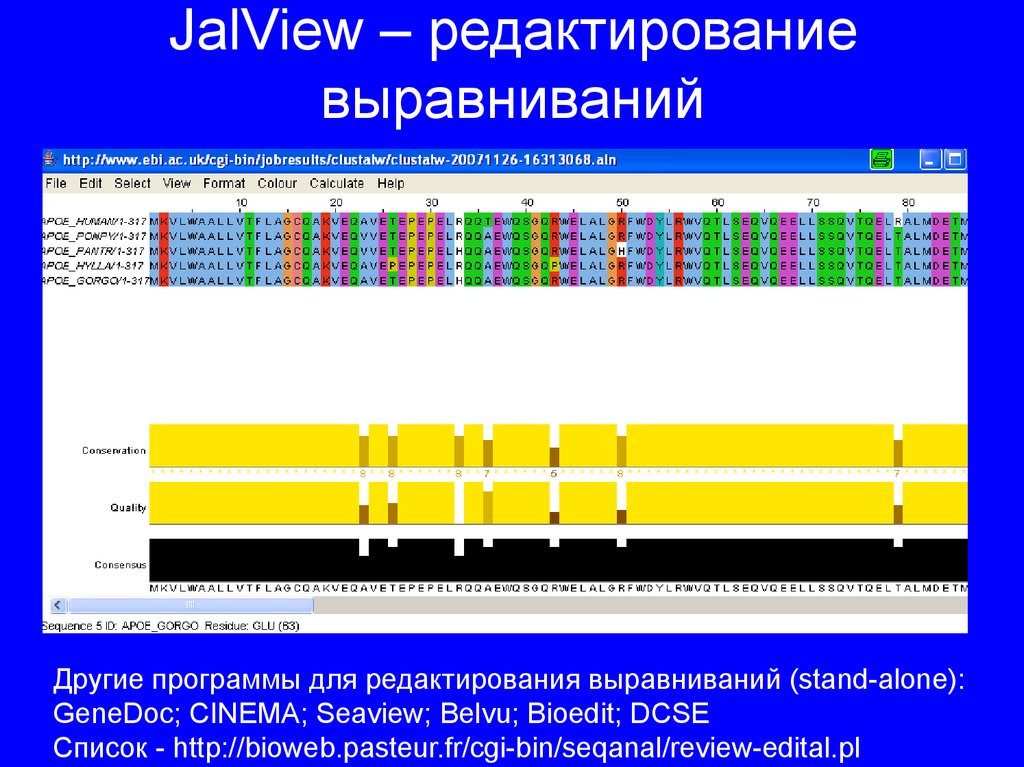 JalView – редактирование выравниваний