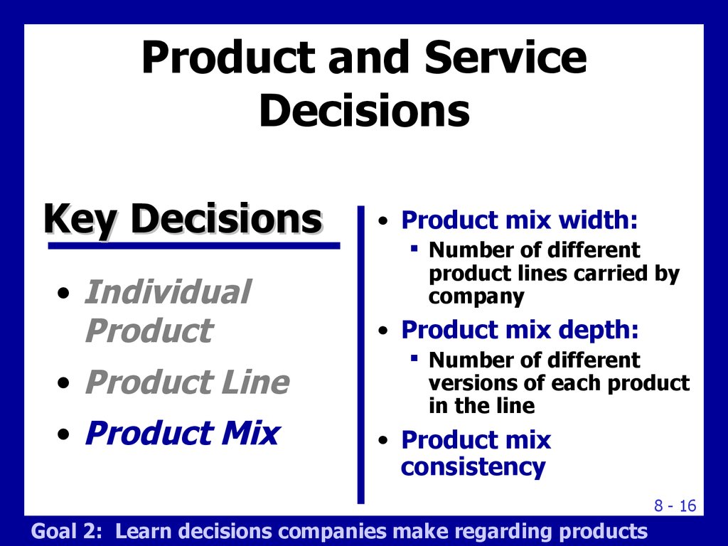 Product and Service Decisions