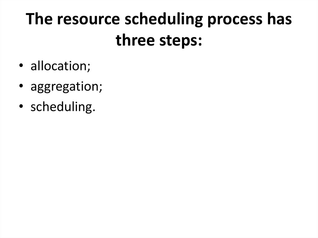The resource scheduling process has three steps: