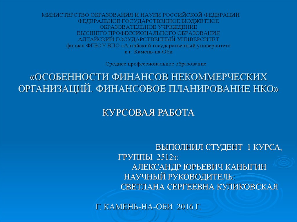 Реферат: Разработка мероприятий, направленных на развитие некоммерческих организаций Российской Федераци