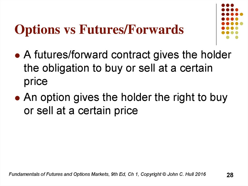 Options vs Futures/Forwards