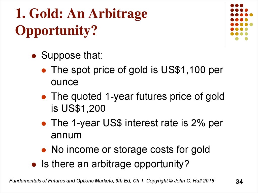 1. Gold: An Arbitrage Opportunity?