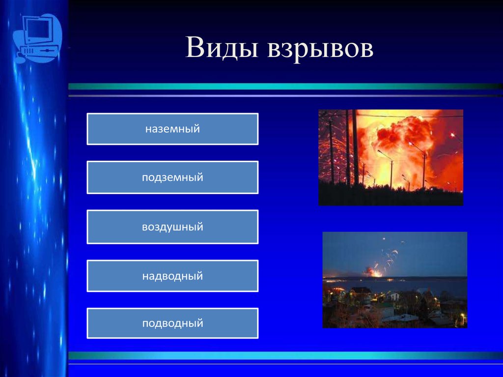 Виды взрывов. Типы взрывов. Разновидности взрывов. Виды взрывов Наземный. Виды взрывов ОБЖ.