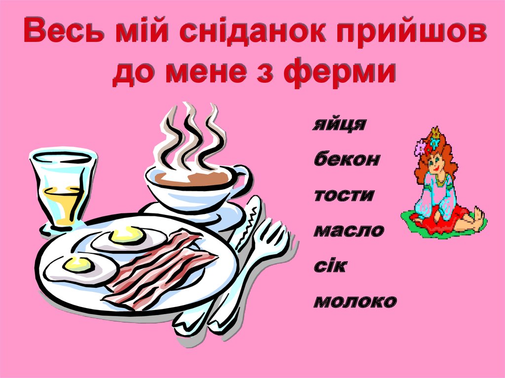 Весь мій сніданок прийшов до мене з ферми