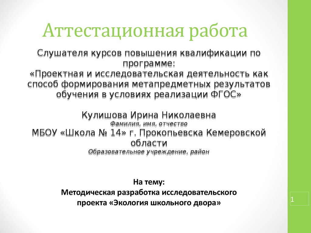 Разработка исследовательского проекта