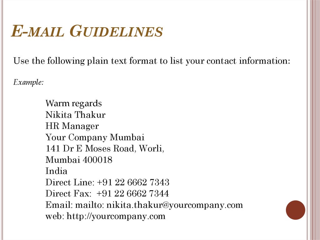 E-mail Guidelines
