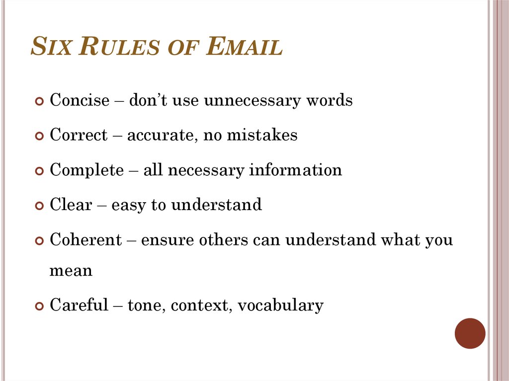 Six Rules of Email