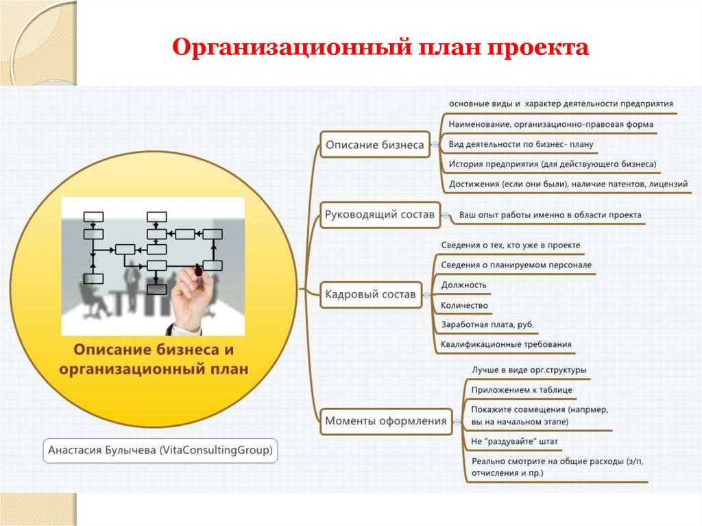 Организационный план содержит сведения о статусе предприятия