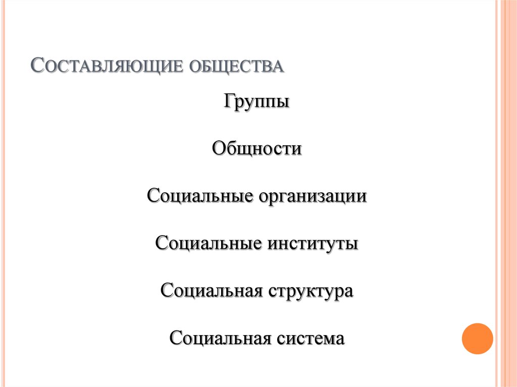 Группы составляющие общество