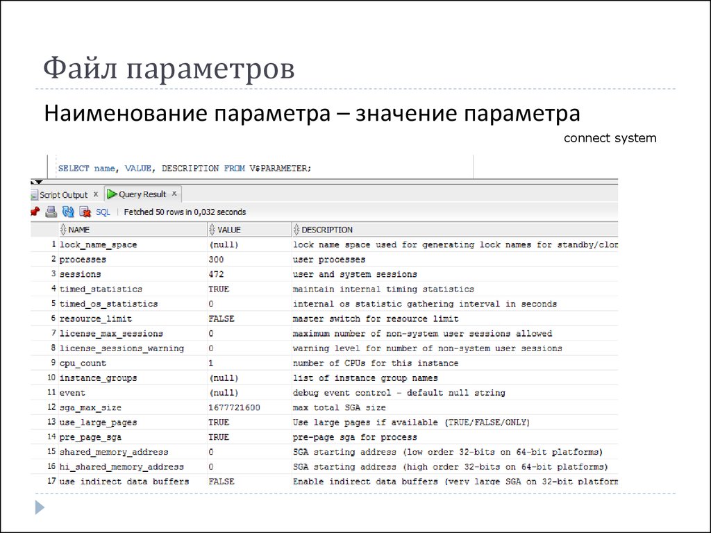 Параметры файла