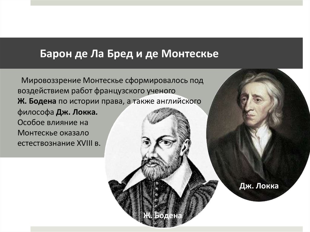 Доклад по теме Учение о разделении властей Д. Локка и Ш.Л. Монтескье