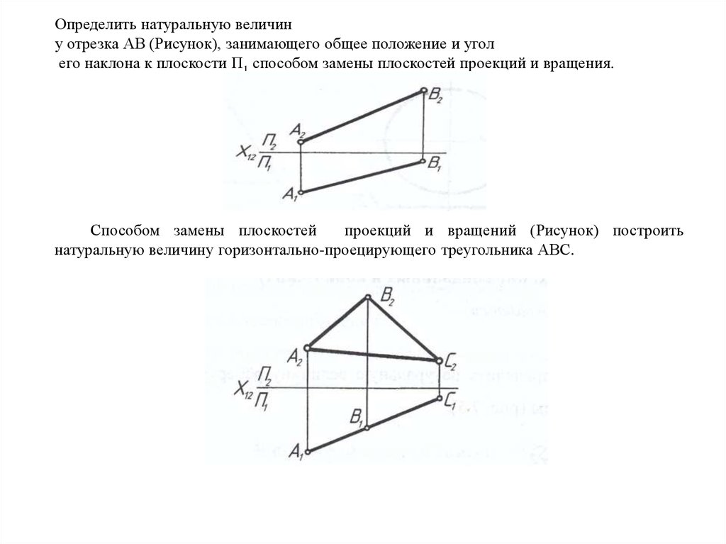 Плоскость и отрезок найти длину. Определить угол наклона отрезка ab к плоскости п2. Как найти натуральную величину отрезка методом вращения. Определить величину отрезка методом вращения. Определить длину отрезка ab и углы наклона его к плоскостям проекций.