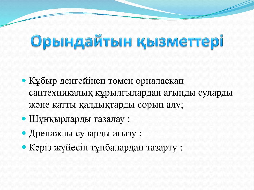 Орындайтын қызметтері