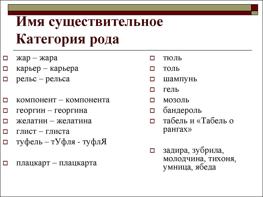 Категории существительных в русском языке