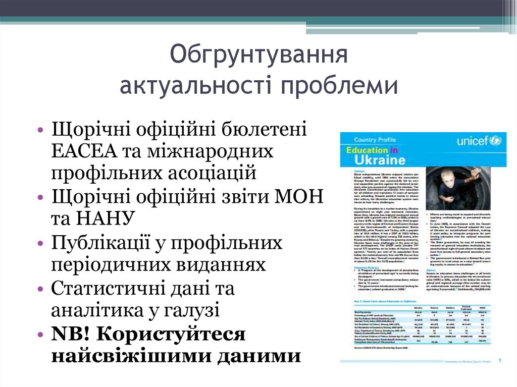 Обгрунтування актуальності проблеми