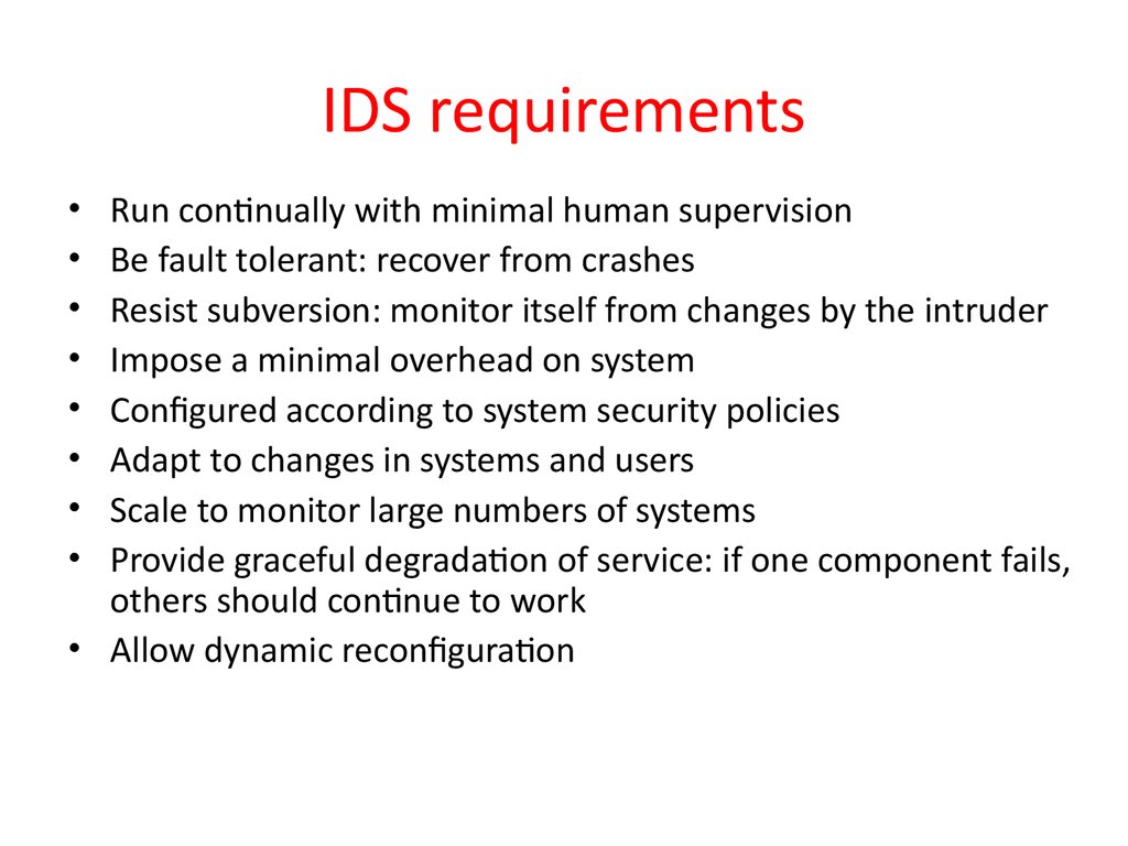 IDS requirements