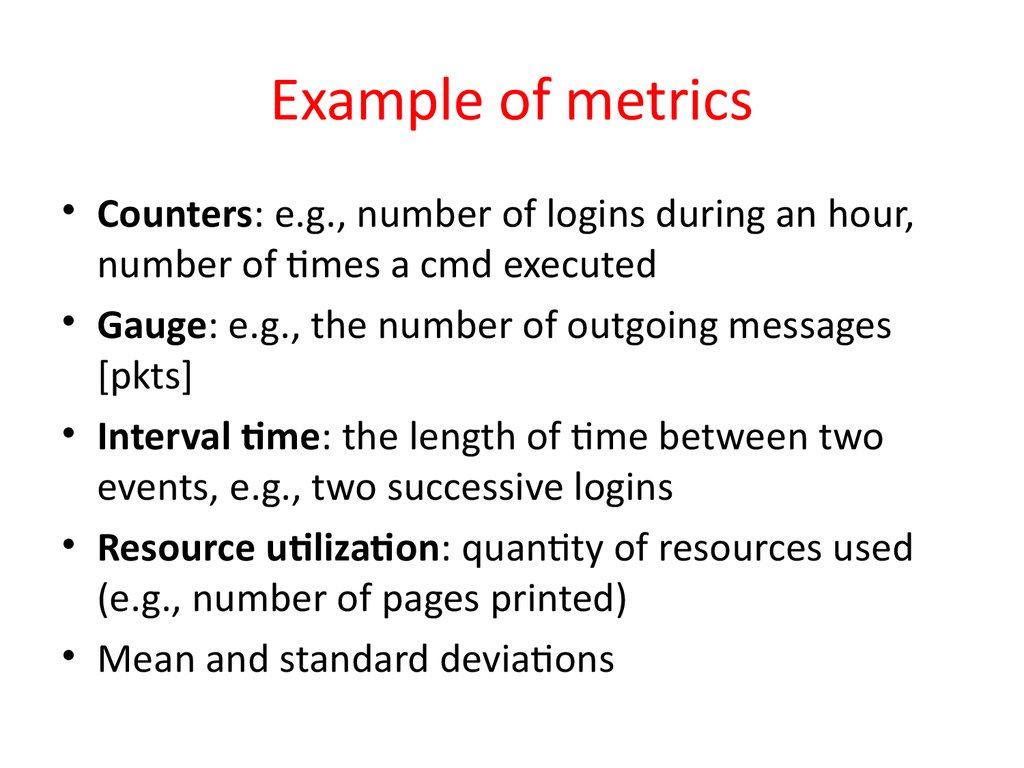Example of metrics