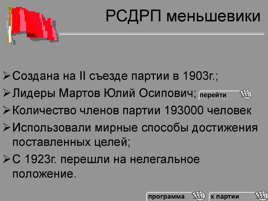 Методы достижения целей рсдрп. РСДРП меньшевики Лидер партии. Российская социал-Демократическая рабочая партия меньшевиков. Партия РСДРП меньшевики. Меньшевики способы достижения.