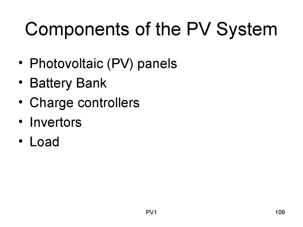 Components of the PV System