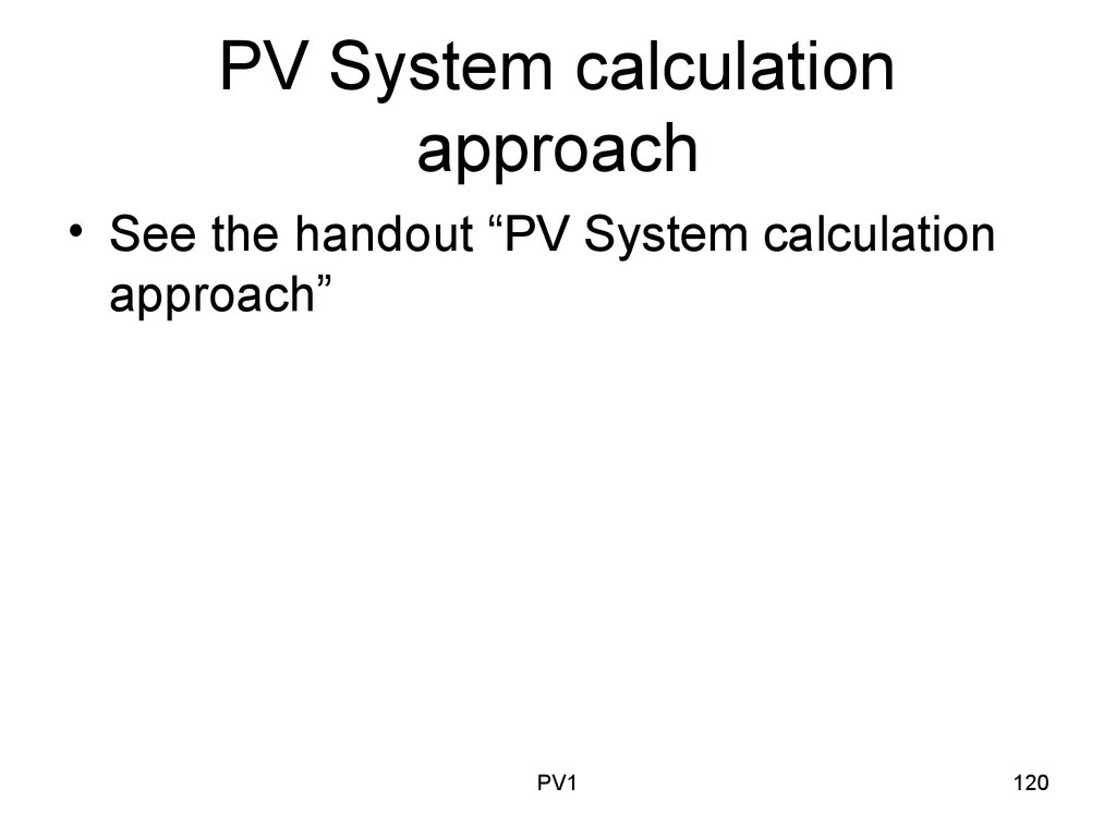 PV System calculation approach