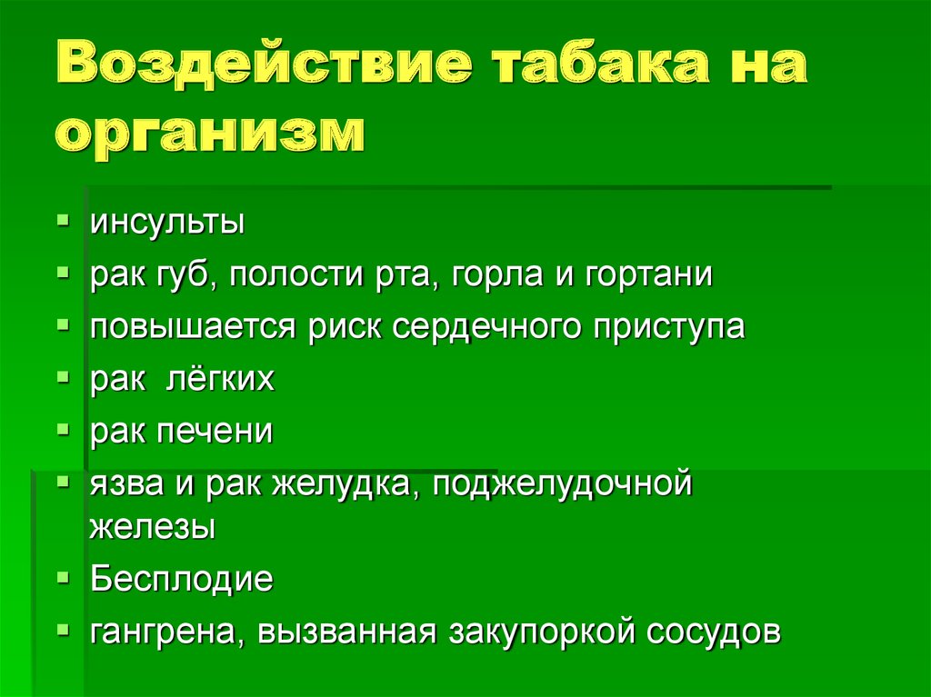 Воздействие табака на организм человека картинки