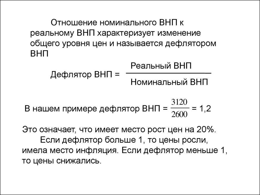 Дефлятор ввп базового года равен