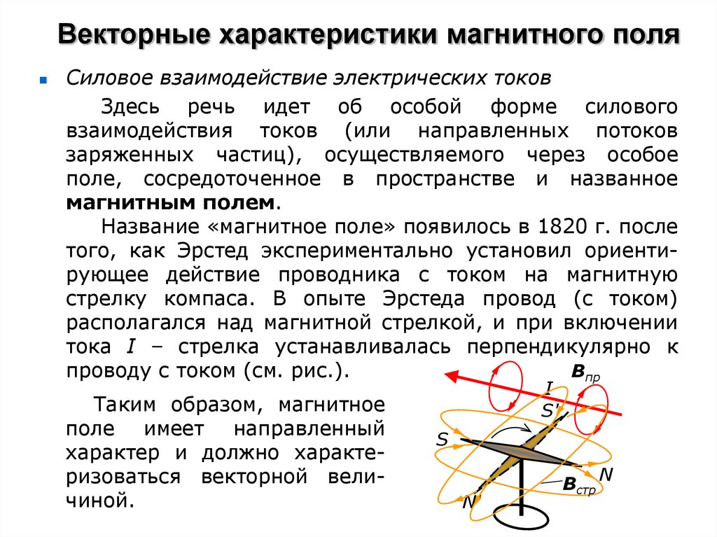 Магнитное поле петли с током. Векторные характеристики магнитного поля. Характеристика силового действия магнитного поля. Характеристика магнитного поля вектор магнитной индукции. Взаимосвязь переменных электрических и магнитных полей.